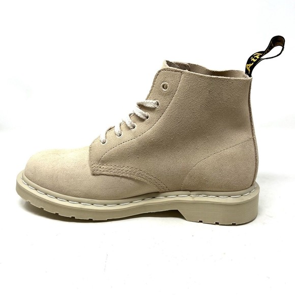 Dr Martens 101 Mono Warm Sand Men 8 Women 9 Suede 6 Eye Lace Up Combat Boots New - Picture 2 of 7
